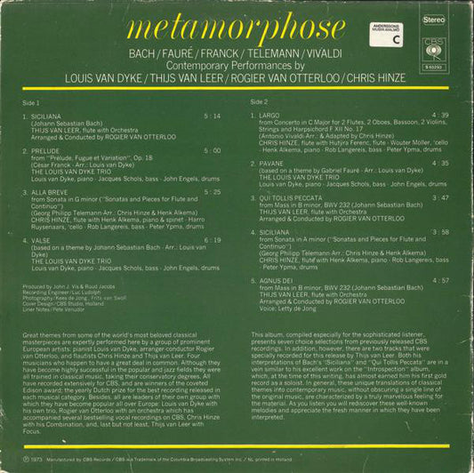 Louis van Dijk, Thijs van Leer, Rogier van Otterloo, Chris Hinze - Metamorphose (LP) Vinyl LP Vinyl Zeer Goed / Hoesje Goed "VINYLSINGLES.NL"