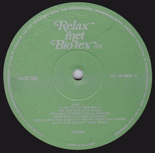 Various - Relax With Bio-tex (LP) Vinyl LP Vinyl Zeer Goed / Hoesje Goed "VINYLSINGLES.NL"