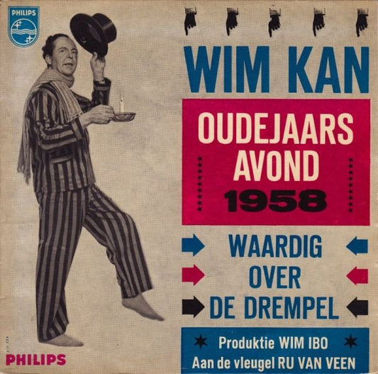 Wim Kan - Waardig Over De Drempel - Oudejaars Avond 1958 (EP) 17860 26291 32382 Vinyl Singles EP Goede Staat
