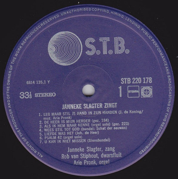 Janneke Slagter - Janneke Slagter Zingt (LP) 48618 Vinyl LP Goede Staat