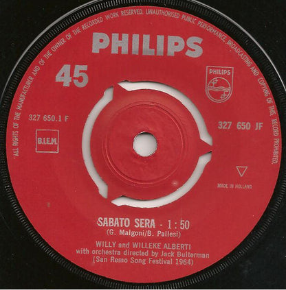 Willy En Willeke Alberti - Sabato Sera 29779 Vinyl Singles VINYLSINGLES.NL