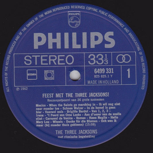 3 Jacksons - Feest Met The Three Jacksons (LP) Vinyl LP Vinyl Zeer Goed / Hoesje Goed "VINYLSINGLES.NL"