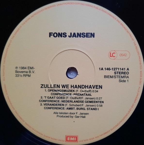 Fons Jansen - Zullen We Handhaven (LP) 45330 Vinyl LP Dubbel VINYLSINGLES.NL