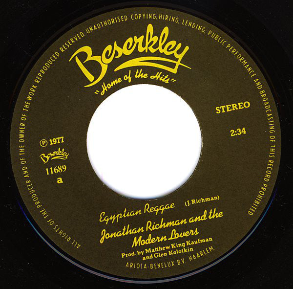 Jonathan Richman & The Modern Lovers - Egyptian Reggae 10571 Vinyl Singles VINYLSINGLES.NL