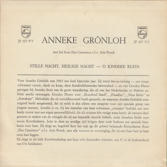 Anneke Grönloh - Stille Nacht, Heilige Nacht Vinyl Singles Vinyl Zeer Goed / Hoesje Goed "VINYLSINGLES.NL"