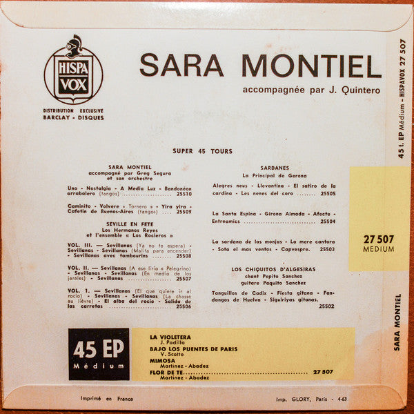 Sara Montiel - La Violetera (EP) 28351 Vinyl Singles EP Goede Staat