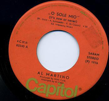 Al Martino - O Sole Mio (It's Now Or Never) 19542 Vinyl Singles Hoes: Generic