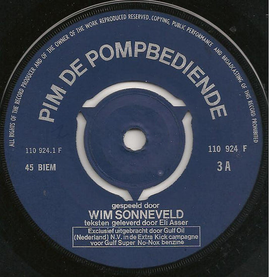 Wim Sonneveld - Een Extra Kick Van Wim Sonneveld * Vinyl Singles Vinyl Zeer Goed / Hoesje Goed "VINYLSINGLES.NL"