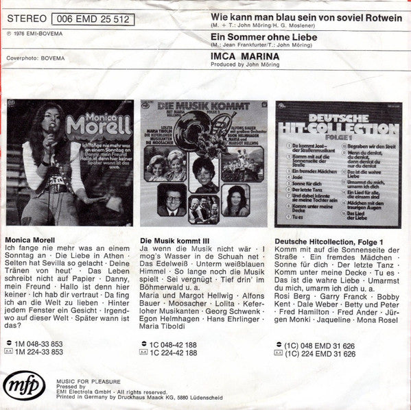 Imca Marina - Wie Kann Man Blau Sein Von Soviel Rotwein 11664 Vinyl Singles VINYLSINGLES.NL