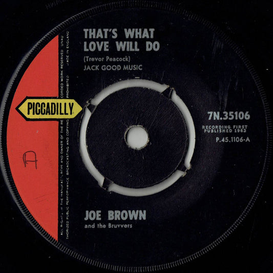 Joe Brown And The Bruvvers - That's What Love Will Do Vinyl Singles Vinyl Very Good (VG) <br> Hoes Generic