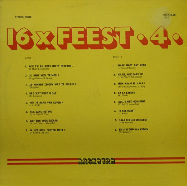 Various - 16 X Feest 4 (LP) 41254 43393 Vinyl LP VINYLSINGLES.NL