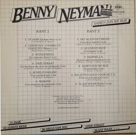 Benny Neyman - Samen Zijn We Rijk (LP) Vinyl LP Vinyl Zeer Goed / Hoesje Goed "VINYLSINGLES.NL"