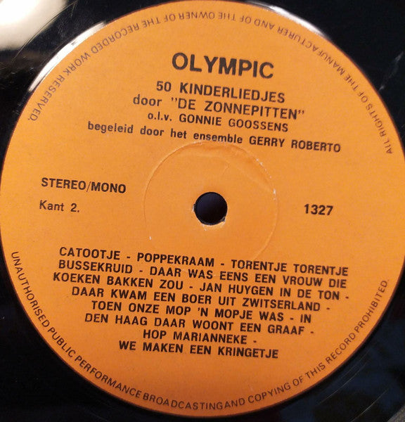 Zonnepitten - 50 Kinderliedjes (LP) 40689 42501 Vinyl LP VINYLSINGLES.NL