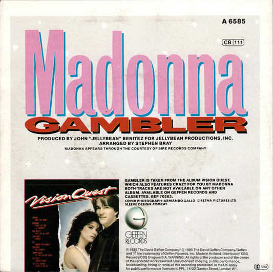 Madonna - Gambler 35397 Vinyl Singles Vinyl Zeer Goed / Hoesje Goed "VINYLSINGLES.NL"