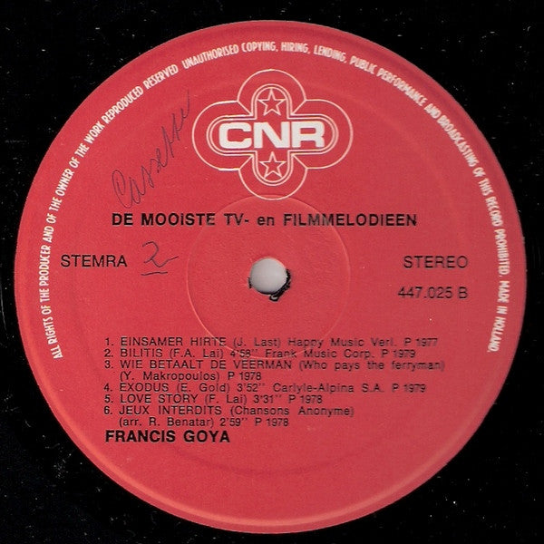 Francis Goya - De Mooiste TV & Filmmelodieën (LP) 41302 Vinyl LP VINYLSINGLES.NL