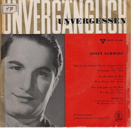 Joseph Schmidt - Eine Stimme Ging Um Die Welt Vinyl Singles Vinyl Very Good (VG) <br> Hoes Good Plus (G+)