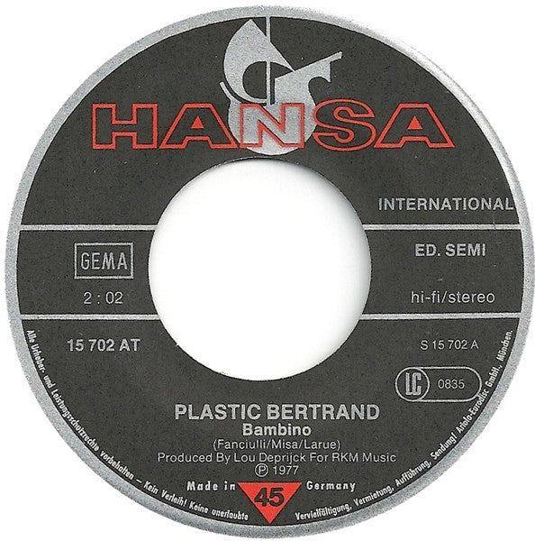 Plastic Bertrand - Bambino 29587 Vinyl Singles VINYLSINGLES.NL
