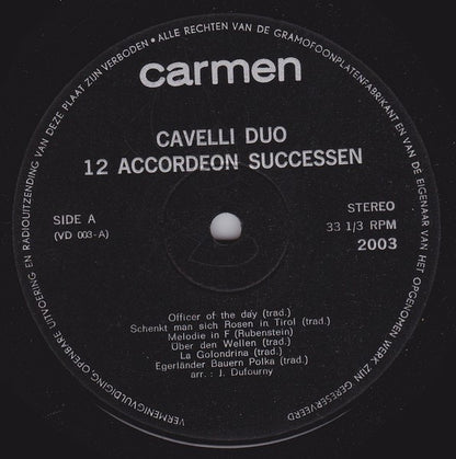 Cavelli Duo - 12 Accordeon Successen (LP) 48776 45346 49704 Vinyl LP VINYLSINGLES.NL