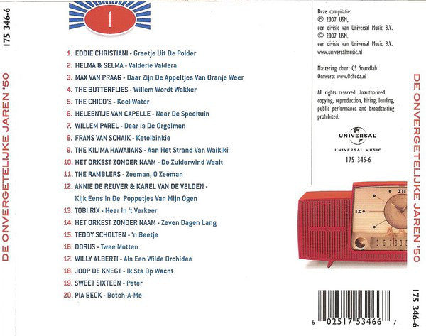 Various - De Onvergetelijke Jaren '50 - 1 (CD) Compact Disc VINYLSINGLES.NL