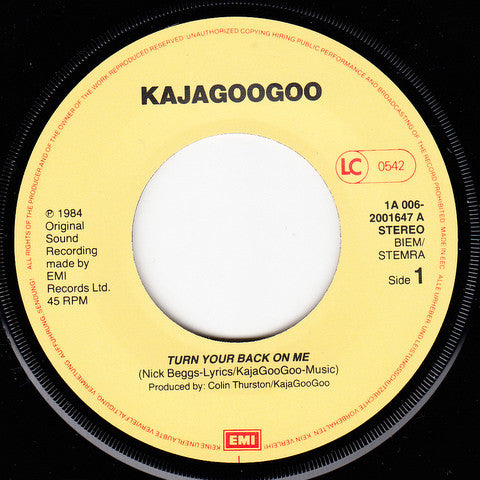 Kajagoogoo - Turn Your Back On Me Vinyl Singles Vinyl Zeer Goed / Hoesje Goed "VINYLSINGLES.NL"