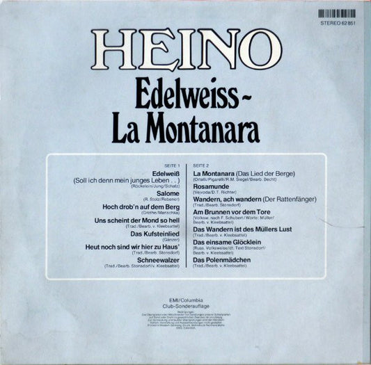 Heino - La Montanara (LP) Vinyl LP Vinyl Zeer Goed / Hoesje Goed "VINYLSINGLES.NL"