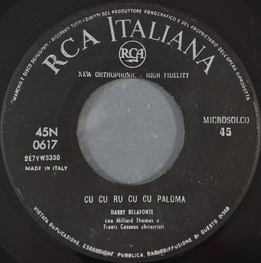 Belafonte - Cu Cu Ru Cu Cu Paloma Vinyl Singles Vinyl Very Good (VG) <br> Hoes Good Plus (G+)