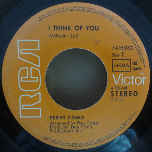 Perry Como - I Think Of You 13215 Vinyl Singles Goede Staat