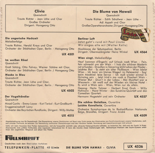 Traute Richter - Edith Schollwer - Jean Löhe - Adi Appelt - Die Blume Von Hawaii