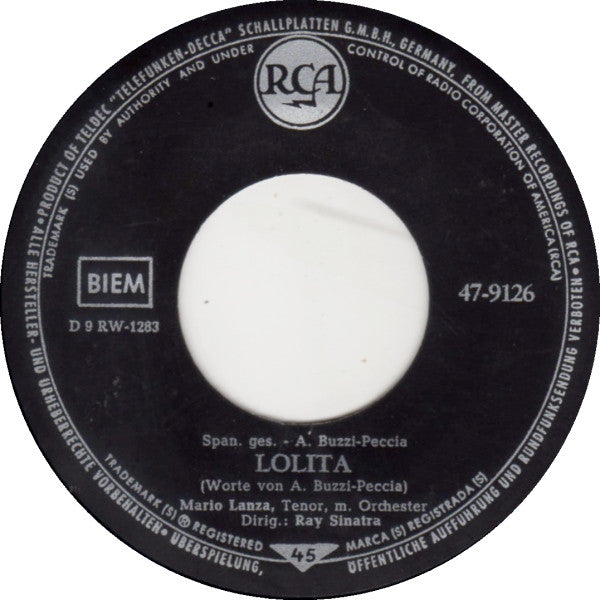 Mario Lanza - Lolita Vinyl Singles