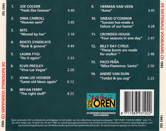 Various - De Nationale Voorjaars CD 1993 (CD) 71208 Compact Disc Vinyl Zeer Goed / Hoesje Goed "VINYLSINGLES.NL"