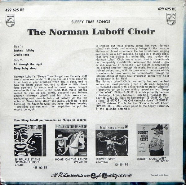 Norman Luboff Choir - Sleep Time Songs (EP) Vinyl Singles EP VINYLSINGLES.NL