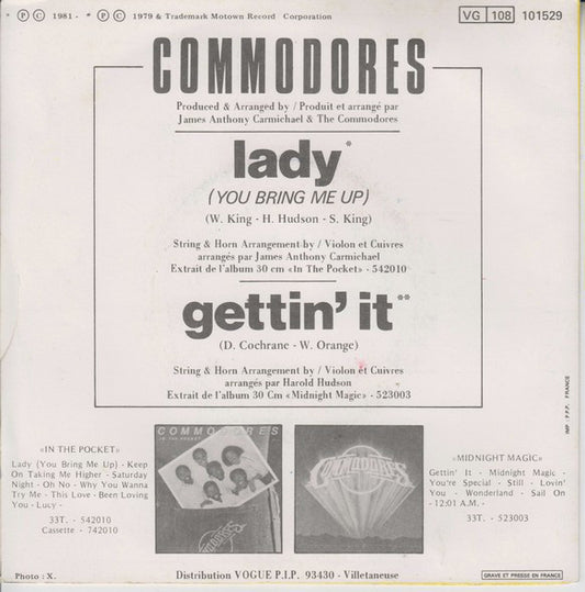 Commodores - Lady Vinyl Singles Vinyl Zeer Goed / Hoesje Goed "VINYLSINGLES.NL"