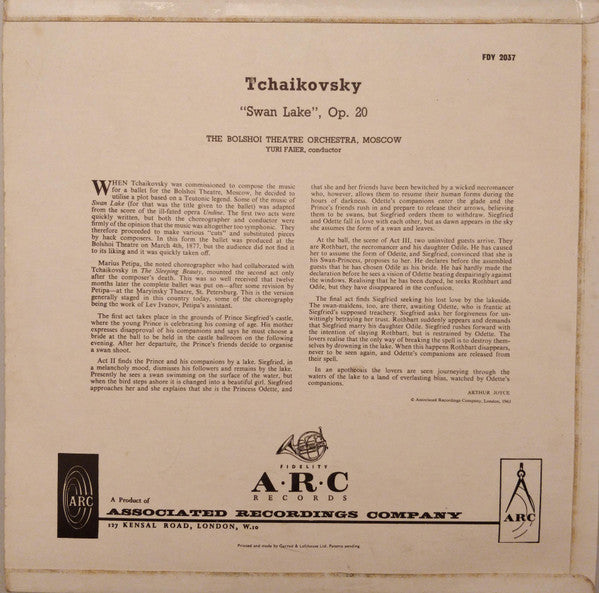 Pyotr Ilyich Tchaikovsky, Bolshoi Theatre Orchestra - Swan Lake Ballet, Op. 20 (LP) 49720 Vinyl LP VINYLSINGLES.NL