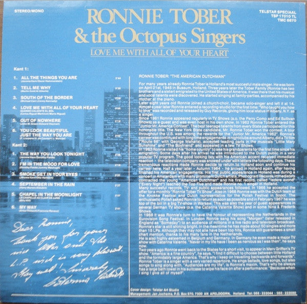 Ronnie Tober & The Octopus Singers - Love Me With All Of Your Heart (LP) 42940 Vinyl LP Goede Staat