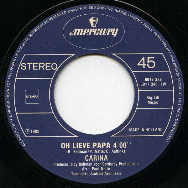 Carina - Oh Lieve Papa 13343 Vinyl Singles Goede Staat