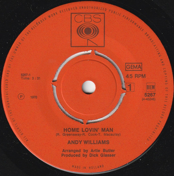 Andy Williams - Home Lovin' Man 13833 Vinyl Singles VINYLSINGLES.NL