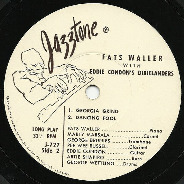 Fats Waller With Eddie Condon's Dixielanders - Fats Waller With Eddie Condon's Dixielanders (EP) 21863 Vinyl Singles EP Hoes: Generic