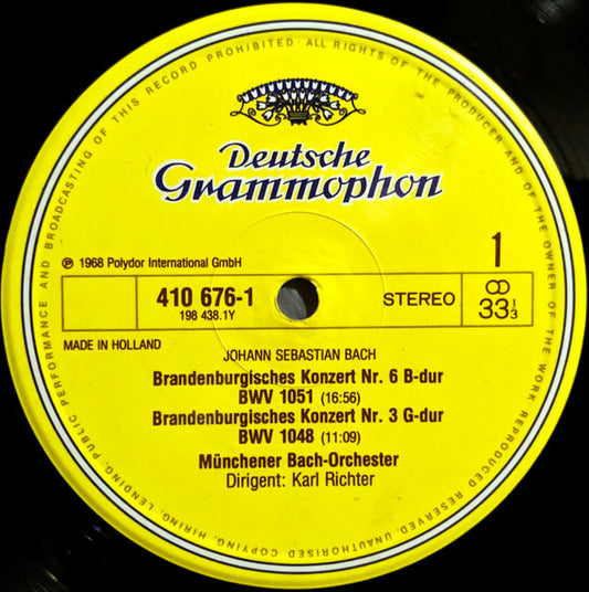 Johann Sebastian Bach - Karl Richter - Brandenburgische Konzerte *·*·* (LP) Vinyl LP Vinyl Zeer Goed / Hoesje Goed "VINYLSINGLES.NL"