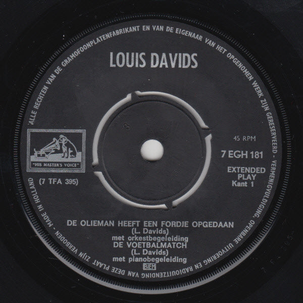 Louis Davids - De Olieman Heeft Een Fordje Opgedaan (EP) 30706 Vinyl Singles EP Goede Staat