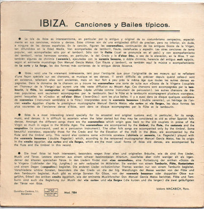 Grupo Folklorico De Ibiza - Ibiza Canciones Y Bailes Tipicos (EP) 19911 Vinyl Singles EP Goede Staat