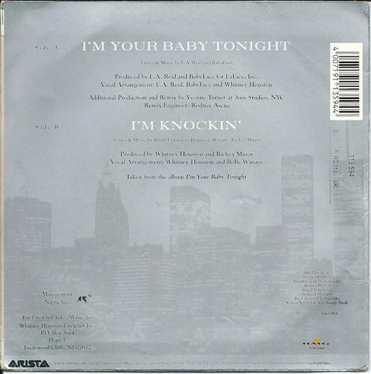 Whitney Houston - I'm Your Baby Tonight Vinyl Singles Vinyl Zeer Goed / Hoesje Goed "VINYLSINGLES.NL"