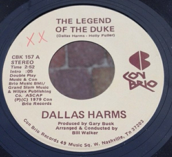 Dallas Harms - The Legend Of The Duke Vinyl Singles Vinyl Very Good (VG) <br> Hoes Good Plus (G+)