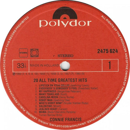 Connie Francis - 20 All Time Greatest Hits (LP) 48237 Vinyl LP VINYLSINGLES.NL