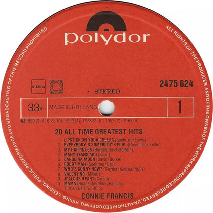 Connie Francis - 20 All Time Greatest Hits (LP) 48237 Vinyl LP Goede Staat