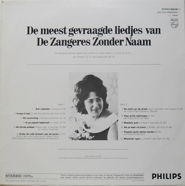 Zangeres Zonder Naam - De Meest Gevraagde Liedjes Van De Zangeres Zonder Naam (LP) 42052 42852 Vinyl LP VINYLSINGLES.NL