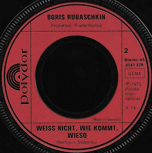 Boris Rubaschkin - Vodotchka 23241 Vinyl Singles Goede Staat