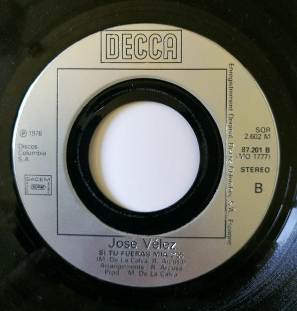 José Vélez - Bailemos Un Vals Vinyl Singles Vinyl Very Good (VG) <br> Hoes Good Plus (G+)