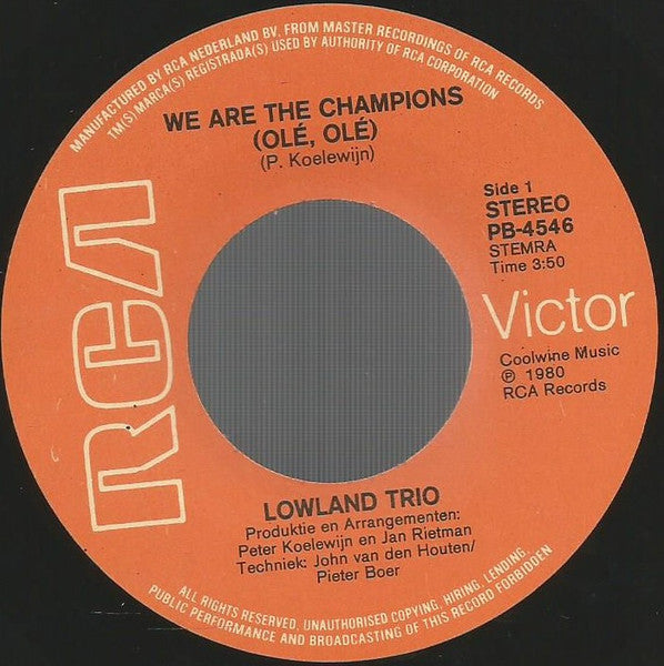 Lowland Trio - We Are The Champions Vinyl Singles VINYLSINGLES.NL