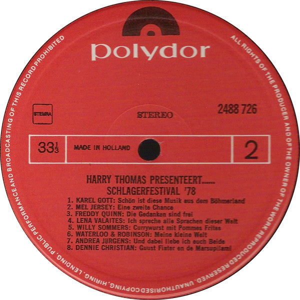 Various - Harry Thomas Presenteert Schlagerfestival '78 (LP) 42293 Vinyl LP Goede Staat