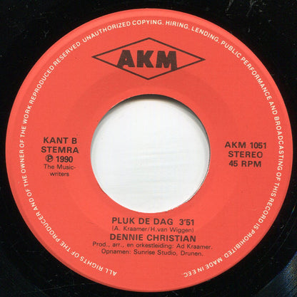 Dennie Christian - Vier Uren In Het Weekend Vinyl Singles Vinyl Very Good (VG) <br> Hoes Good Plus (G+)